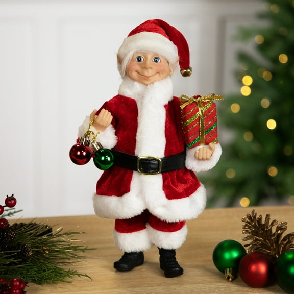 Northlight Santa Elf with Gift Christmas Figure - 14"