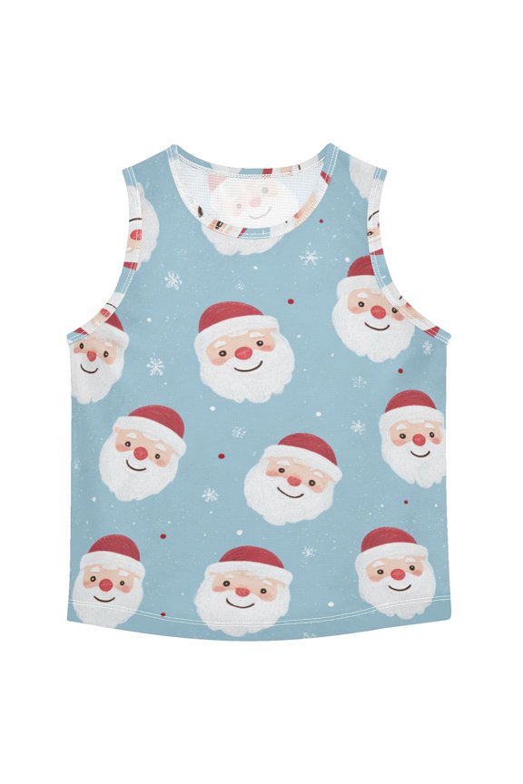 Santa Face Christmas Cheerful Vest Undershirt Tank Top Sleeveless Quick Dry 6Y