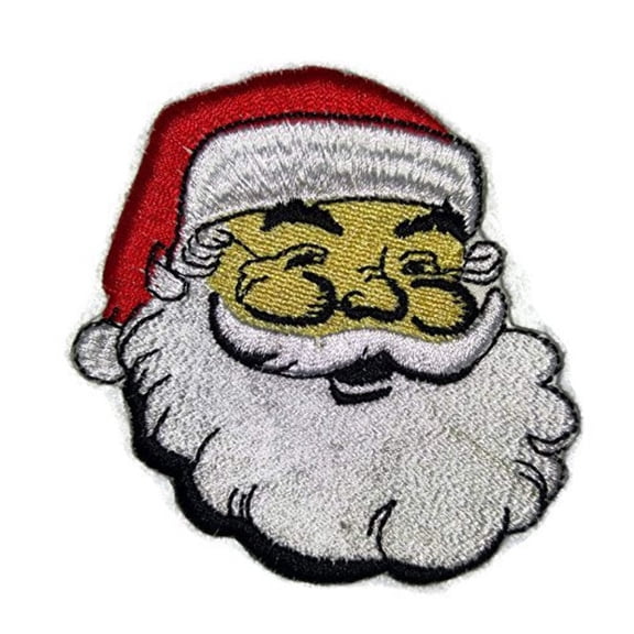 Santa Face [Laughing} Embroidered Iron on/Sew patch [3"3"] [Made in USA]
