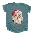 thumbnail image 1 of Santa Face Patchwork Print - Women's Garment Dyed Tee, 1 of 12