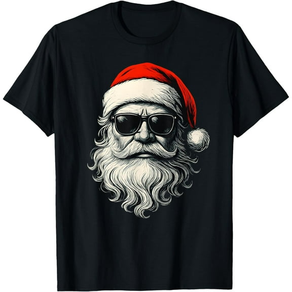 Santa Face Retro Sunglasses Funny Christmas Pajama Mens T-Shirt
