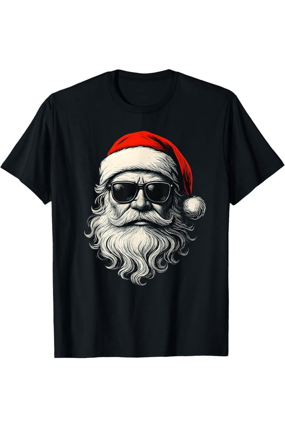 Santa Face Retro Sunglasses Funny Christmas Pajama Mens T-Shirt