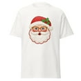 thumbnail image 1 of Santa Face Tee T Shirt Graphic Tops Cute Glasses Vintage Holiday Design Short Sleeve White S-5XL, 1 of 4
