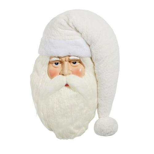 Santa Face Wall Hanging Art Christmas Winter Decor White Hat 19.5"