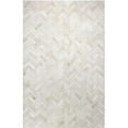 thumbnail image 1 of Santa Fe Collection Chevron Contemporary Leather Hand Stitched Area Rug, Cream - 2 ft. 6 in. x 8 ft., 1 of 1