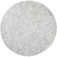 thumbnail image 1 of Santa Fe Collection Chevron Contemporary Leather Hand Stitched Round Area Rug - Cream - 6 ft., 1 of 1