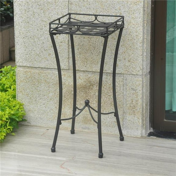 Santa Fe Iron Nailhead Square Plant Stand, Antique Black