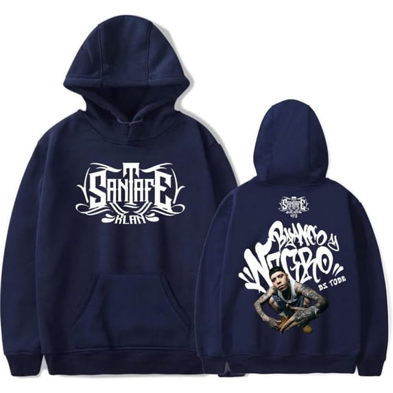 Santa Fe Klan Blanco y Negro Tour Merch Hoodie Pockets Drawstring Unisex Hooded Sweatshirt Fashion Clothing