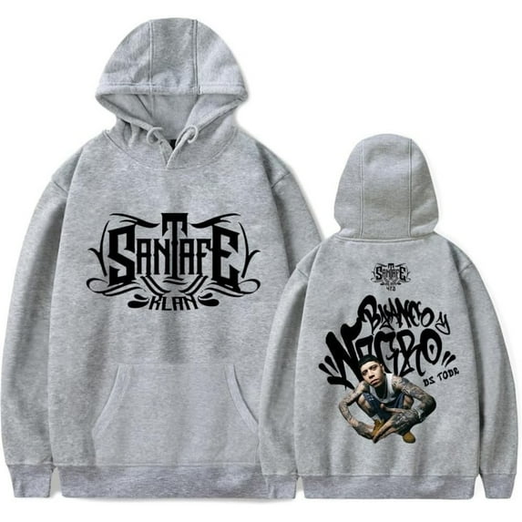 Santa Fe Klan Blanco y Negro Tour Merch Hoodie Pockets Drawstring Unisex Hooded Sweatshirt Fashion Clothing