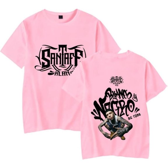 Santa Fe Klan Blanco y Negro Tour Merch Short Sleeve T-shirt Unisex Fashion Crew Neck Top