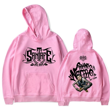 Santa Fe Klan Hoodie Blanco y Negro US Tour Merch 2024 New Unisex Fashion Casual Long Sleeve Sweatshirt
