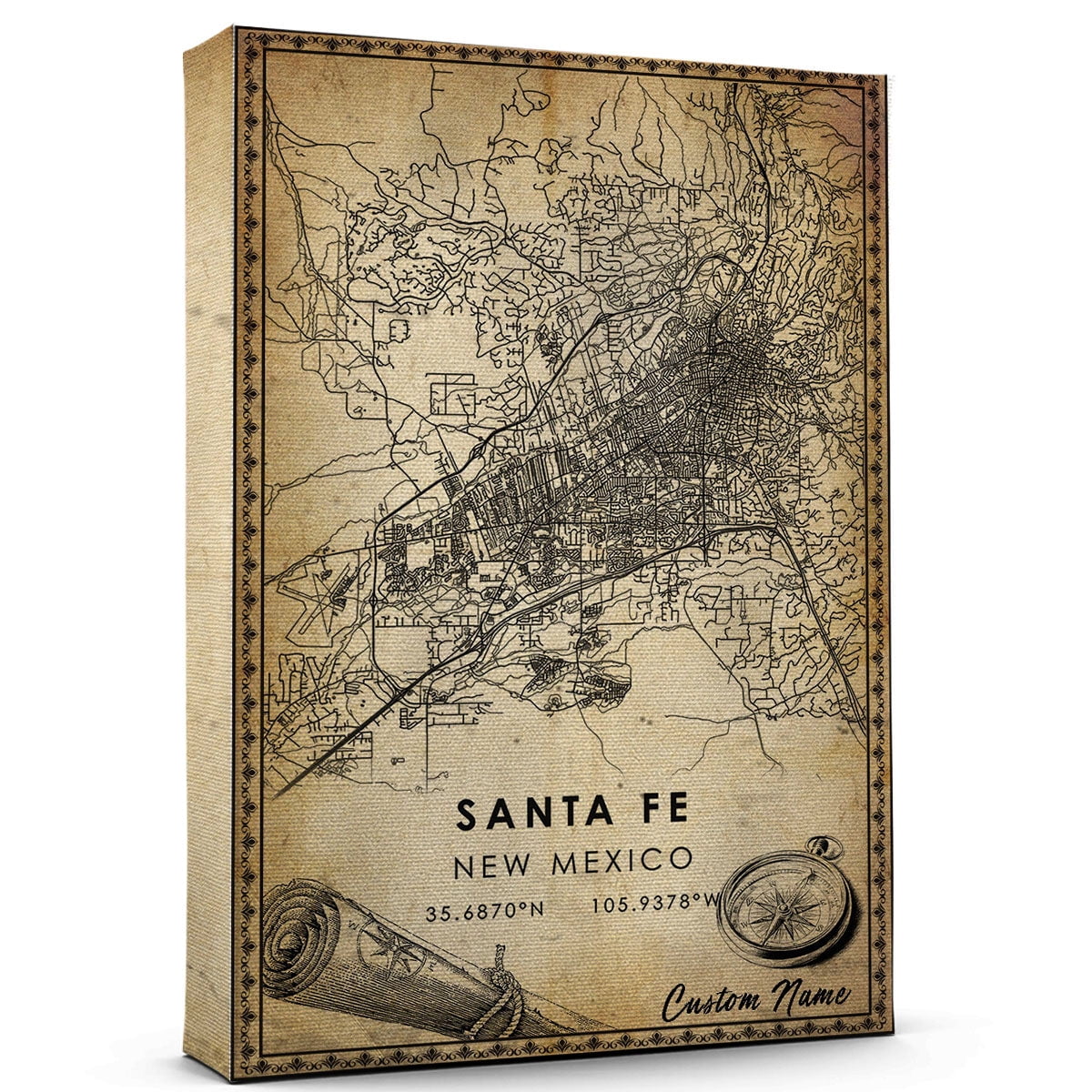 Santa Fee Map Santa Fe Map Poster, New Mexico Map Art Poster, Canvas, Santa Fe Map ...