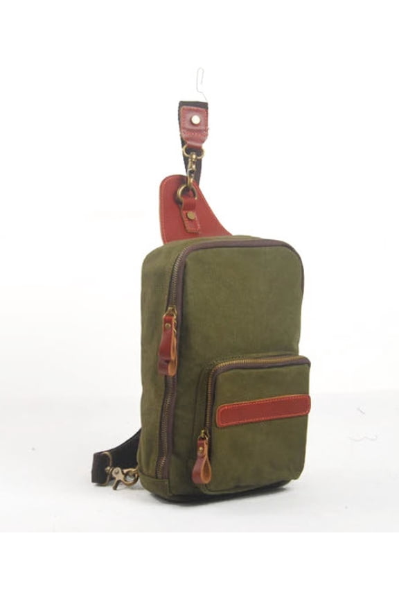 "Santa Fe" Men's Canvas Crossbody Chest Bag - Tan, Green or Grey