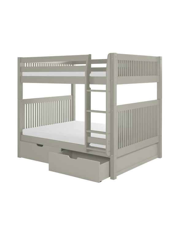 Santa Fe Mission Low Bunk Bed Twin over Twin - Bed End Ladder - Multiple Finishes - with Under Bed Drawers