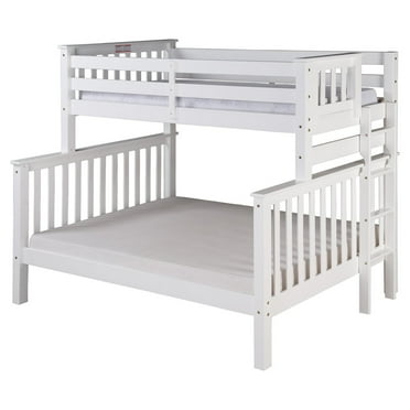 Camaflexi Santa Fe Mission Tall Bunk Bed Twin over Full - Bed End Ladder- with Twin Size Under Bed Trundle-Color:White,Finish:White,Material:Solid Wood,Size:Twin over Full,Style:Contemperary
