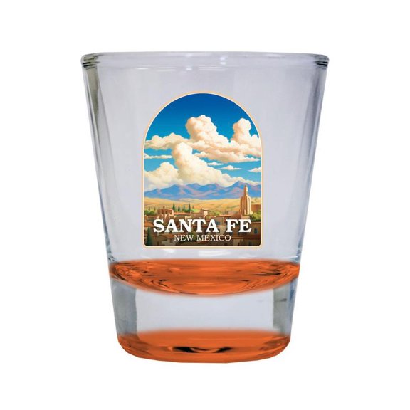 Santa Fe New Mexico Design A Souvenir 2 oz Round Shot Glass Orange