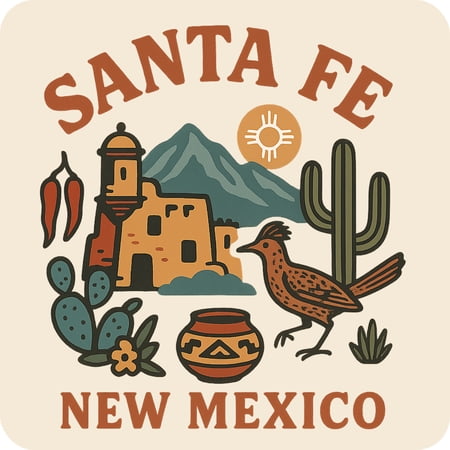 Santa Fe New Mexico Keepsakes Souvenir Vinyl Sticker – Destination Travel Keepsake Collectible (6-Inches Wide)