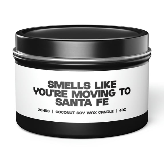 Santa Fe New Mexico Moving Away Friend Tin Candle Gift Decor Vanilla Coffee