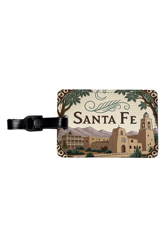 Santa Fe, New Mexico NM Travel City State Stamp Faux Leather Travel Luggage Tag