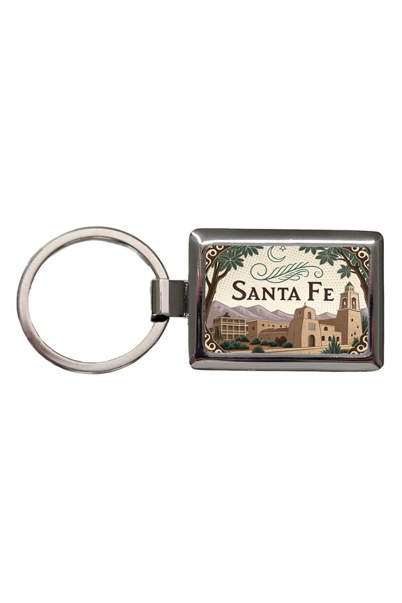 Santa Fe, New Mexico NM Travel City State Stamp Metal Rectangle Keychain