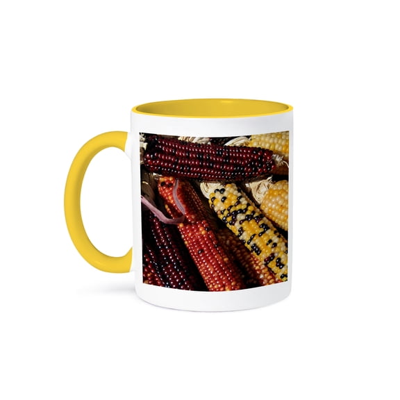 Santa Fe, New Mexico, Usa. Dried Indian Corn., 11oz Two-Tone Yellow Mug