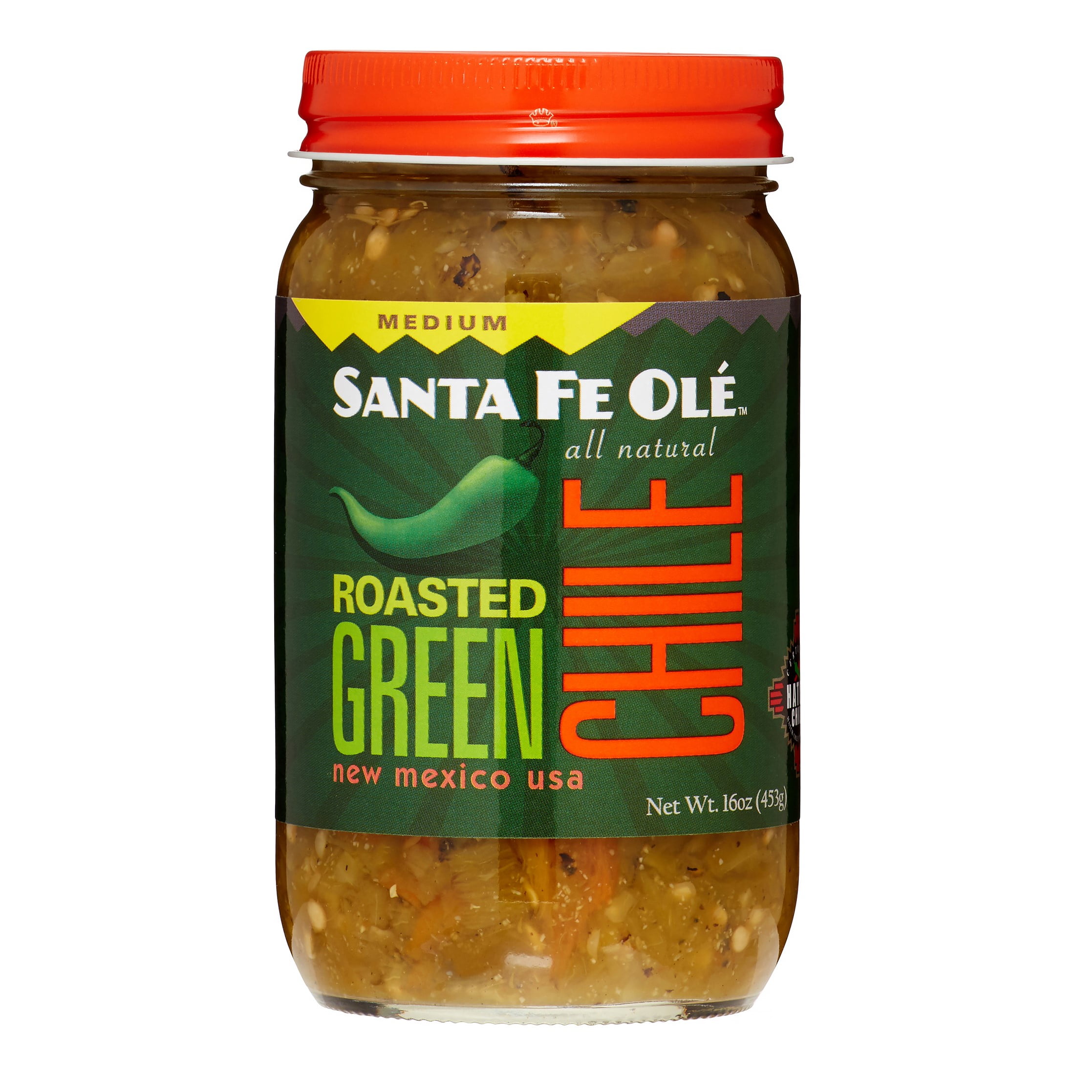 Santa Fe Ole Roasted Green Chile Salsa, Medium, 16 Oz