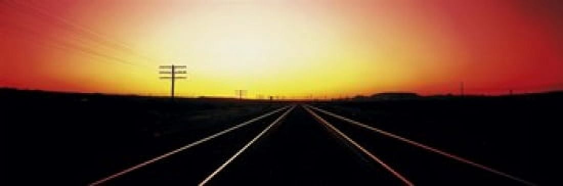 Santa Fe Railroad Tracks Daggett California USA Canvas Art - Panoramic Images (18 x 6)