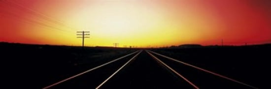 Santa Fe Railroad Tracks Daggett California USA Canvas Art - Panoramic Images (36 x 12)