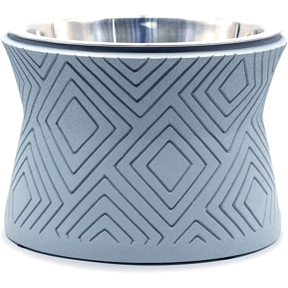 Santa Fe Single Elevated Pet Bowl Stand with Removable Stainless Steel 16oz Inner Bowl for Small Dog Breed or - Raised Dog Food or Water Station (Small, Icy Gray)