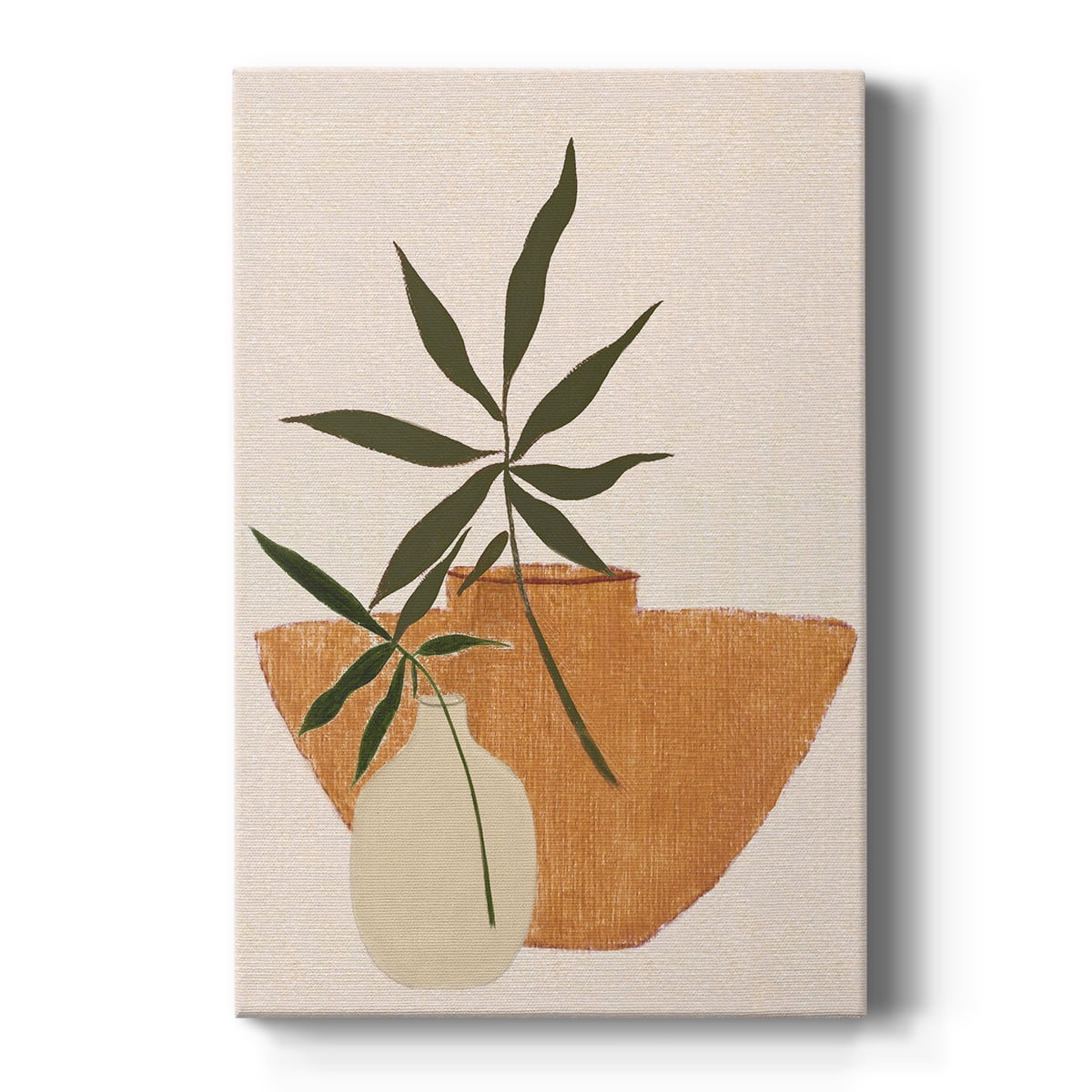 14" x 14" Beige and Green Canvas Wall Art