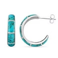 thumbnail image 1 of Turquoise Jewelry for Women Western Earrings in 925 Sterling Silver Dangle Boho Summer Half Hoop Earrings Anniversary Birthday Christmas Gifts, 1 of 5