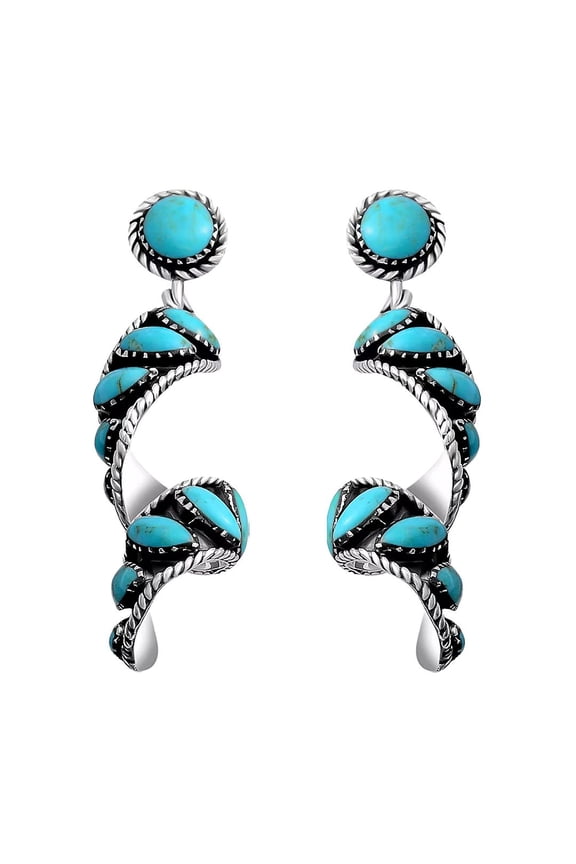 Blue Turquoise Earrings - 925 Sterling Silver Dangle Beach Boho Earrings for Women - Unique Western Jewelry for Women Birthday Christmas Gifts for Her