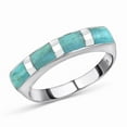 thumbnail image 1 of Shop LC Santa Fe Style Turquoise Ring for Women 925 Sterling Silver Band Boho Western Jewelry Birthday Gifts for Women Promise Rings Size 9 Birthday Gifts, 1 of 8