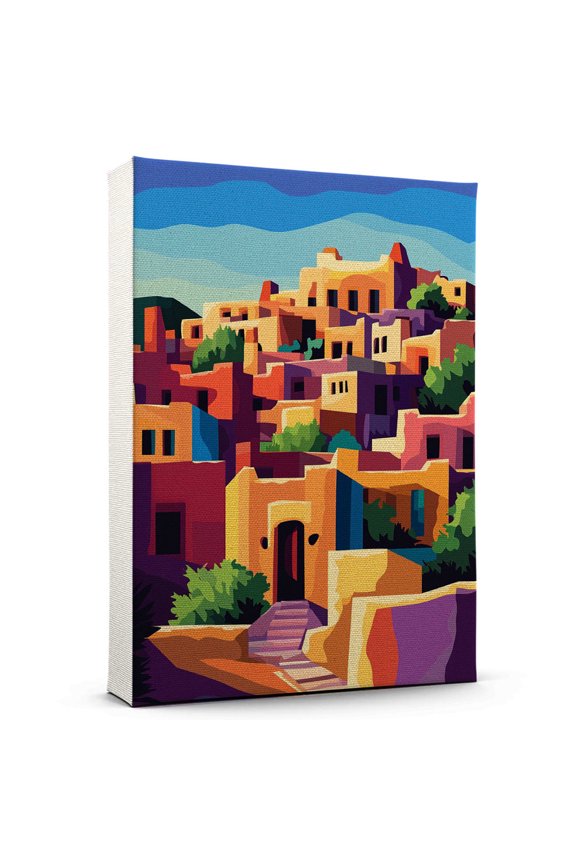 Santa Fe Travel Canvas, New Mexico Canvas Print vintage, Colorful Santa Fe Decor City Road, New Mexico Pictures Wall Art - 102AZ1212