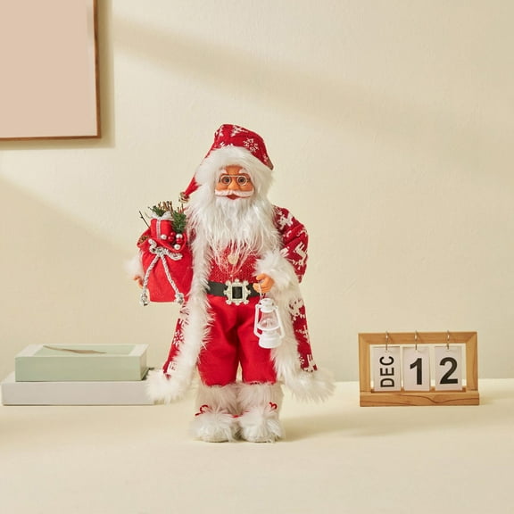 Santa Figurine under $5! Bzdzmqm Christmas 12 Inch Santa Claus Doll Standing, Red Santa Figurine Window Decoration, Holiday Gift for Christmas Decor, Festive Mantel Shelf Display