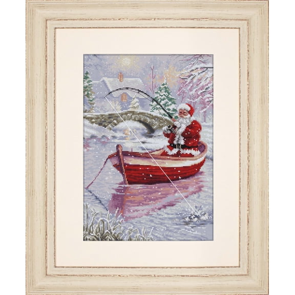 Luca-S Santa Fishing Counted Cross-Stitch Kit