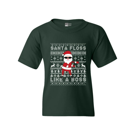 Santa Floss Like A Boss Christmas Funny DT Youth Kids T-Shirt Tee