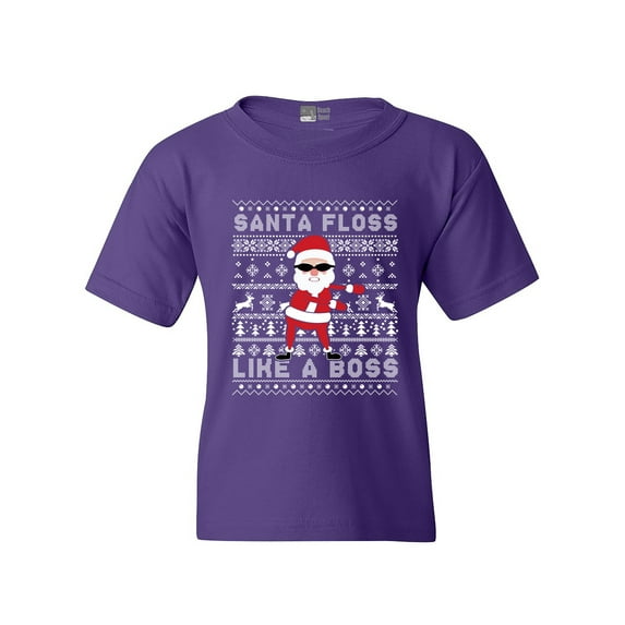 Santa Floss Like A Boss Christmas Funny DT Youth Kids T-Shirt Tee