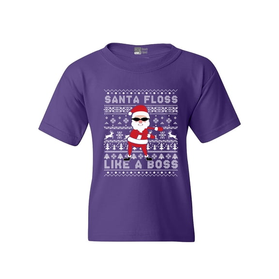 Santa Floss Like A Boss Christmas Funny DT Youth Kids T-Shirt Tee