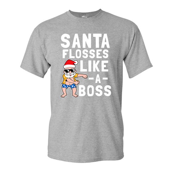 Santa Flosses Like A Boss Christmas Dance Funny DT Adult T-Shirt Tee