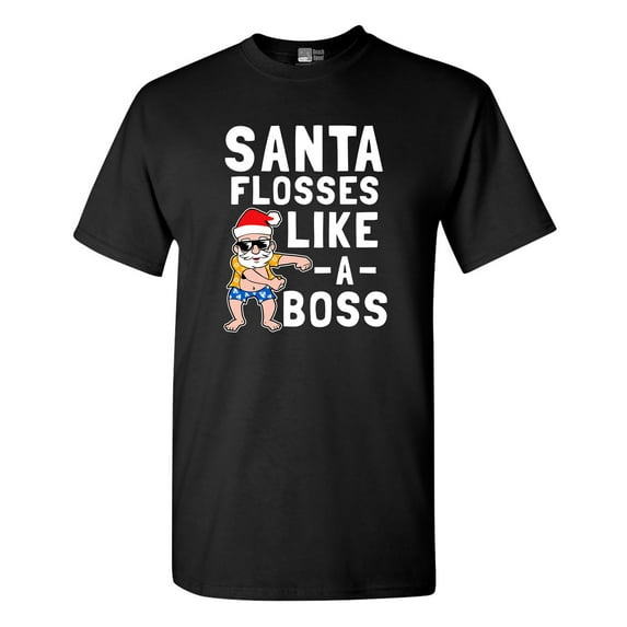 Santa Flosses Like A Boss Christmas Dance Funny DT Adult T-Shirt Tee