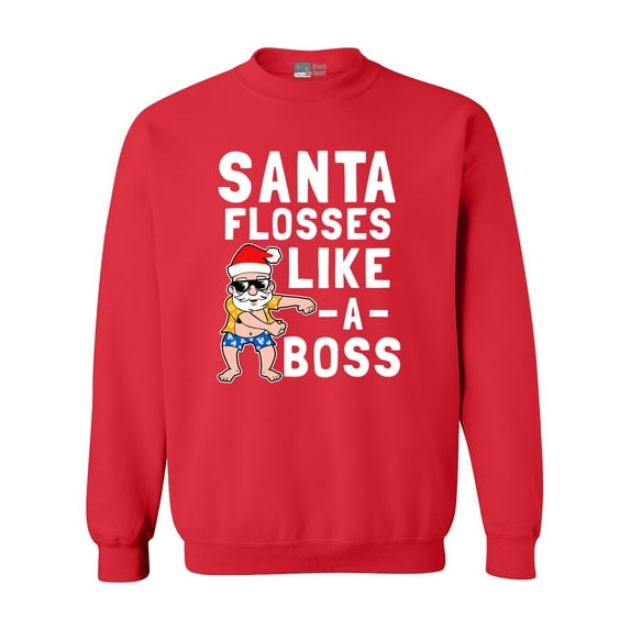 Santa Flosses Like A Boss Christmas Dance Funny DT Crewneck Sweatshirt