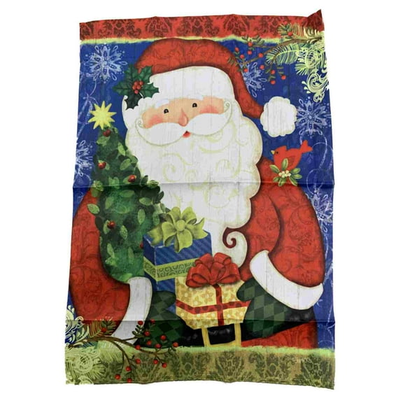 Santa & Frosty 2 Sided Holiday Decorative Garden Suede Flag 18 x 12.5 Inch