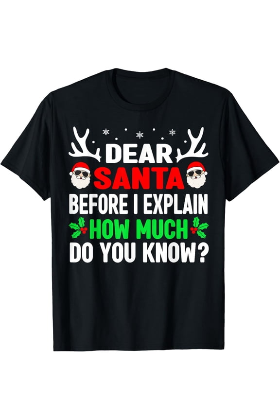 Santa Funny Christmas T-Shirt Holiday Graphic Tee for Men