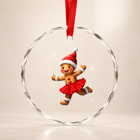 Santa Gingerbread Ballet Dancer Dance Teacher Christmas Glass Ornament