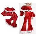 thumbnail image 1 of Santa Girl Outfit Long Sleeve Top Flare Pants Set Dress Up Clothes Christmas Outfits for Kids 7-8 Years, 1 of 4