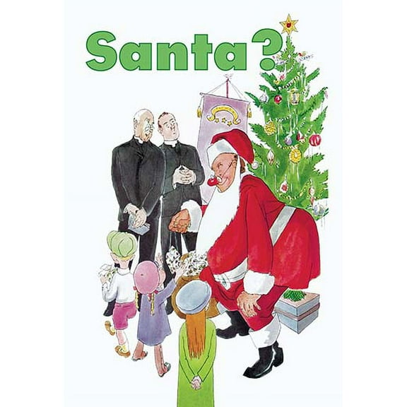 Santa Gives Toys to Children while Two Priests Look on Fine art canvas print (20" x 30")