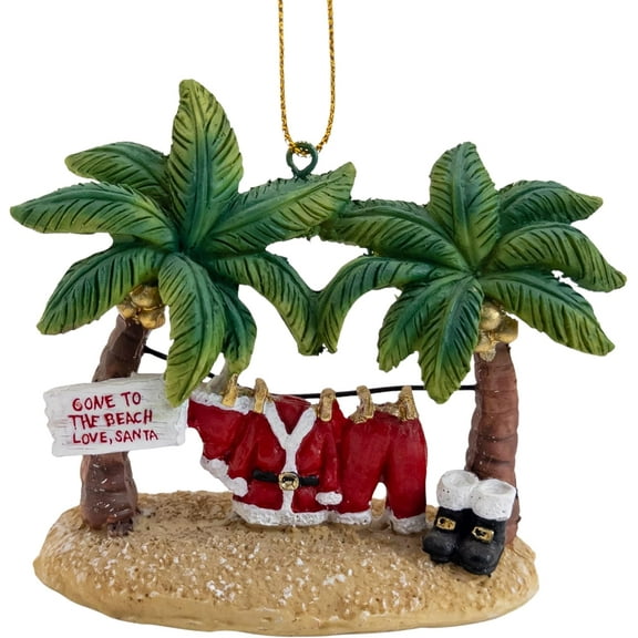 Santa Gone to The Beach Christmas Palm Tree Ornament Tropical Holiday Decor