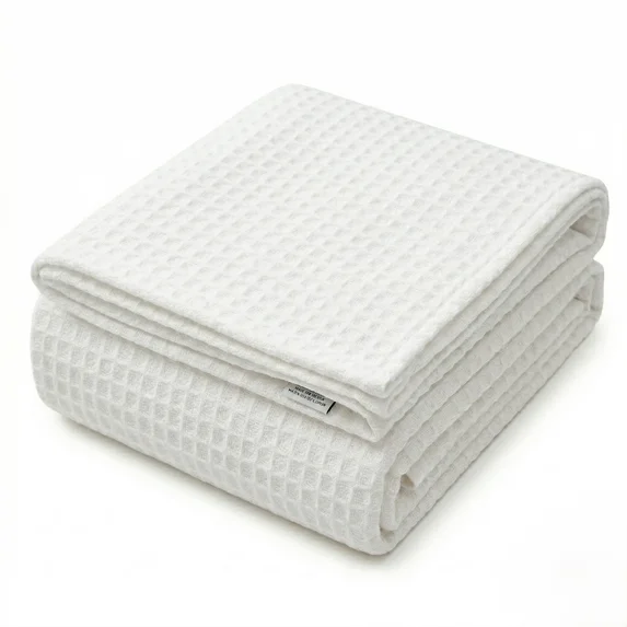 Santa Grace Honeycomb Thermal Waffle Blanket 100% Cotton King White