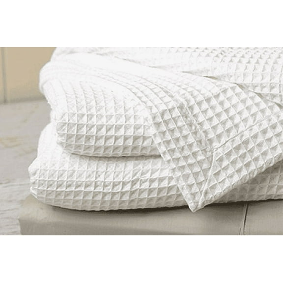Santa Grace Honeycomb Thermal Waffle Blanket 100% Cotton Queen White